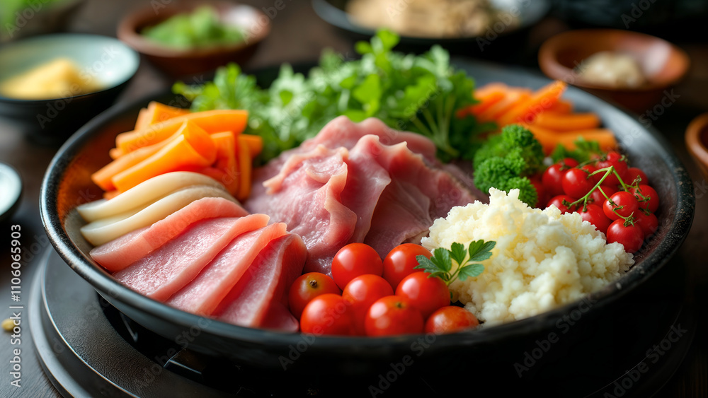 Vibrant Hotpot Ingredients Display Vibrant Hotpot Ingredients Display