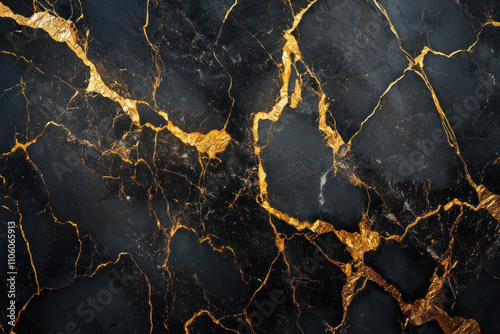 Black and gold marble texture with elegant swirls and veins, creating a luxurious and sophisticated appeal.