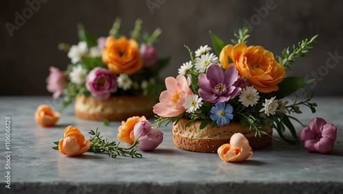 Wallpaper Mural Floral headwear, elegant spring flowers on a food photography setting. Torontodigital.ca