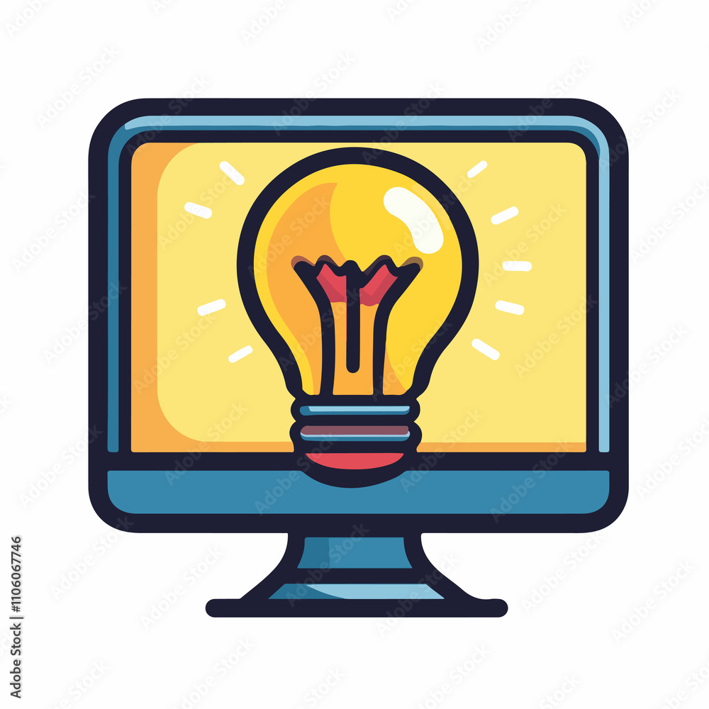 Creative Computer Idea Isolated Icon Design Creative Computer Idea Isolated Icon Design