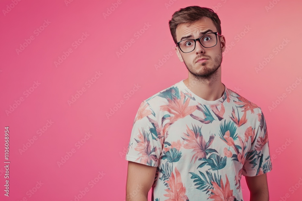 Fototapeta premium man in floral print t shirt 
