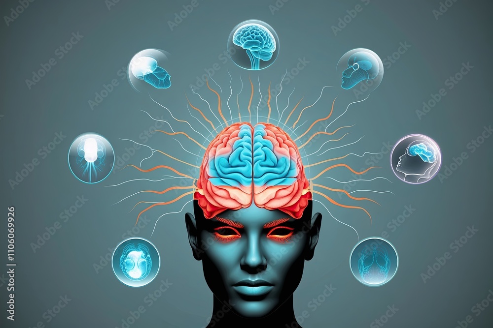 Obraz premium Understanding Emotional Distress and Migraines in the Human Psyche