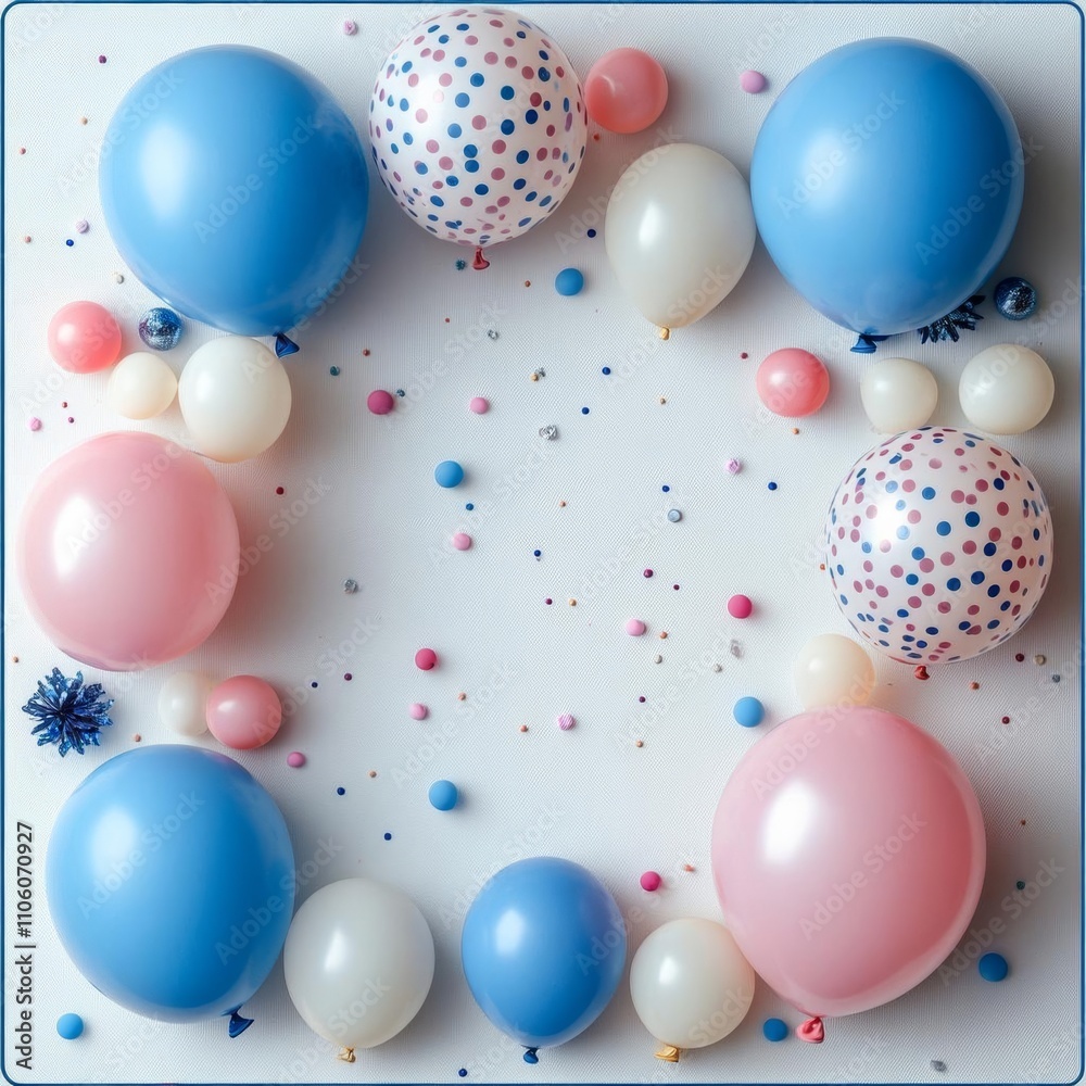 photostock of Decoration party. Balloons and various party decorations with copy space top view , isolated on white background photostock of Decoration party. Balloons and various party decorations with copy space top view , isolated on white background