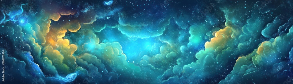 A vibrant cosmic scene filled with colorful clouds and stars, evoking a sense of wonder. A vibrant cosmic scene filled with colorful clouds and stars, evoking a sense of wonder.