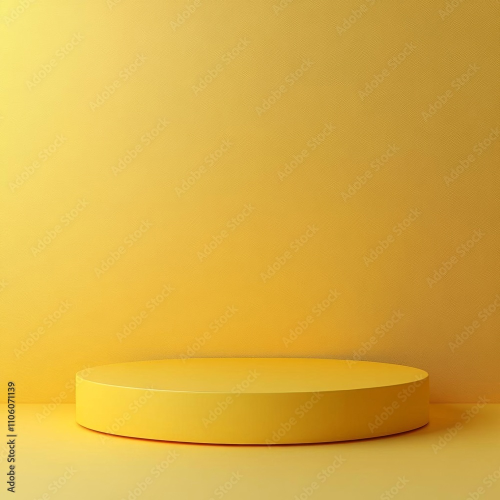 photostock of Empty pedestal display on yellow background with blank stand for product show or presentation. , isolated on white background photostock of Empty pedestal display on yellow background with blank stand for product show or presentation. , isolated on white background