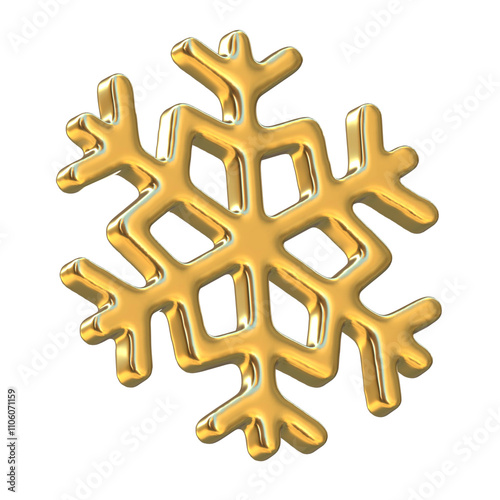 3d golden snowflake isolated icon