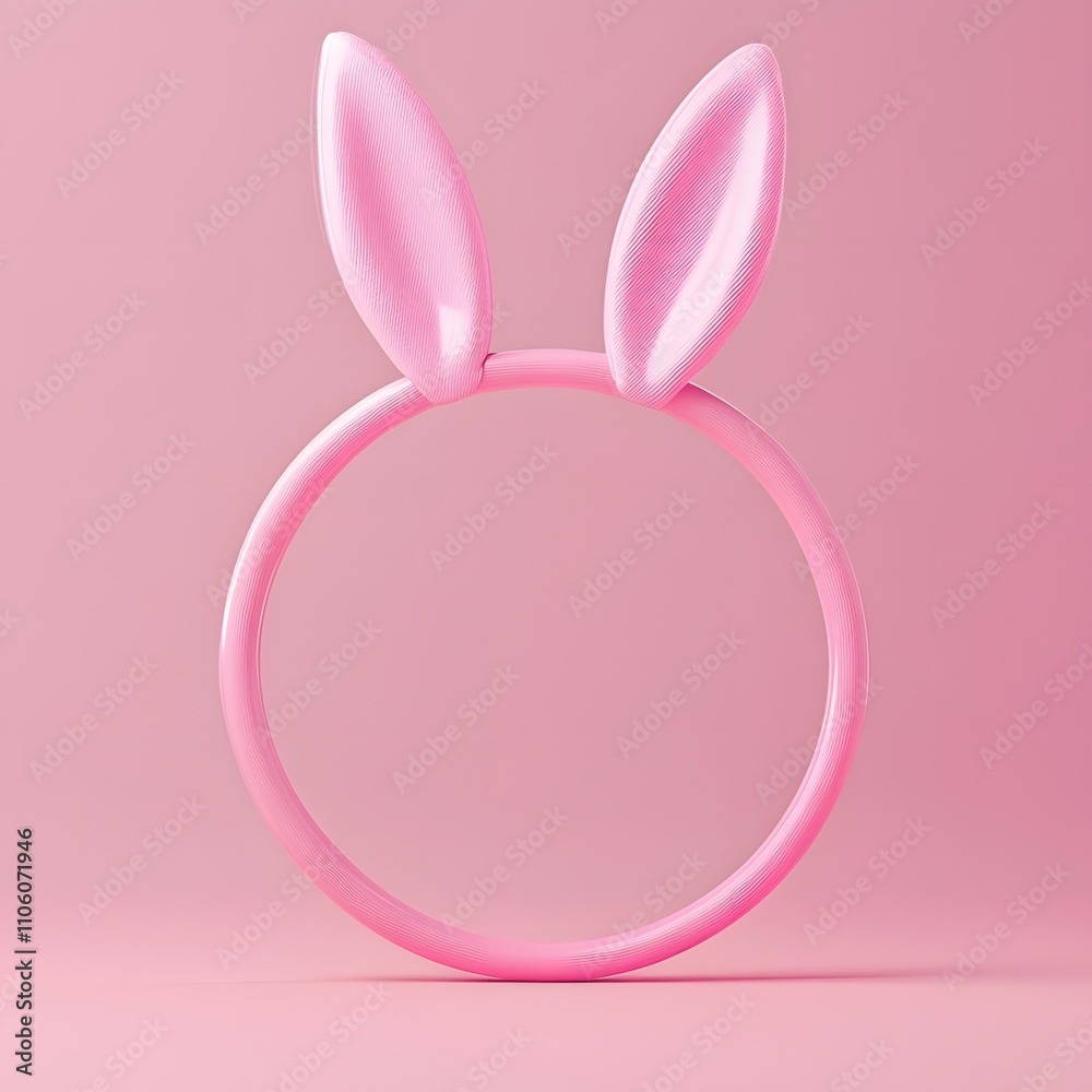 Fototapeta premium Bunny frame shape on pastel pink background with copy space.