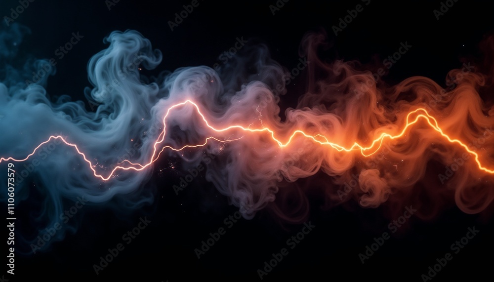 Abstract background with smoky lines and lightning effect Abstract background with smoky lines and lightning effect