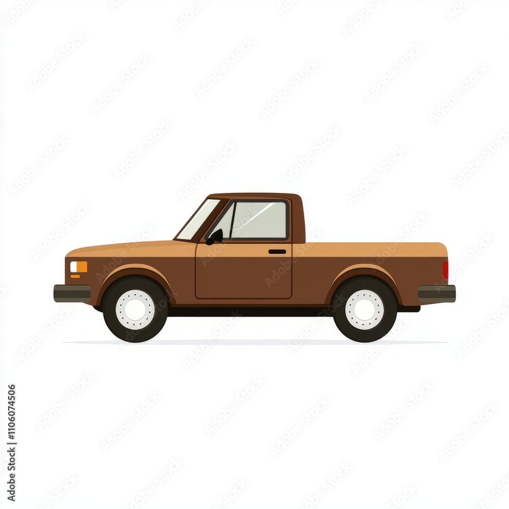 Brown Pickup Truck Side View Illustration Brown Pickup Truck Side View Illustration