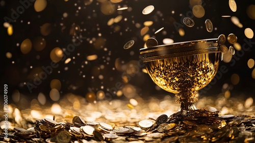 economic windfall gold coins luxury wealth treasure invest value luxurious glittering profit.






