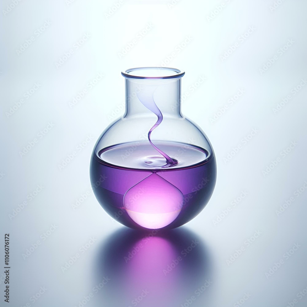 single isolated chemical glass with purple liquid on white background single isolated chemical glass with purple liquid on white background