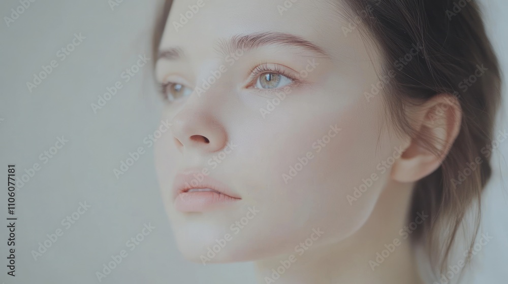 Young Woman Gazing Pensively Into The Distance Young Woman Gazing Pensively Into The Distance