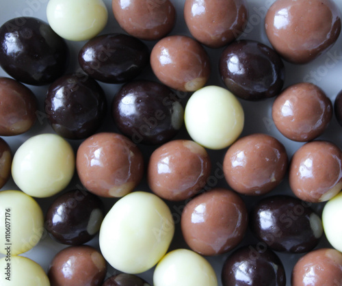 Mix of chocolate balls ,milk, dark and white chocolate