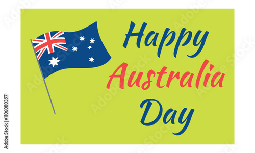 Australia day January 26th flying flag, illustration with flag pole background design, happy Australia day, Australia day, happy