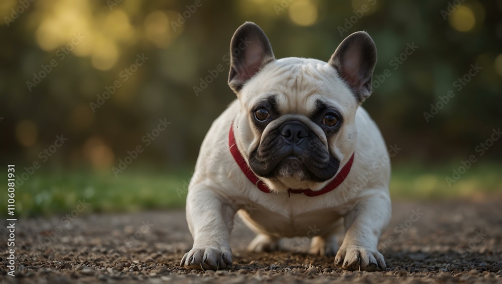 Fototapeta premium French Bulldog in a playful pose.
