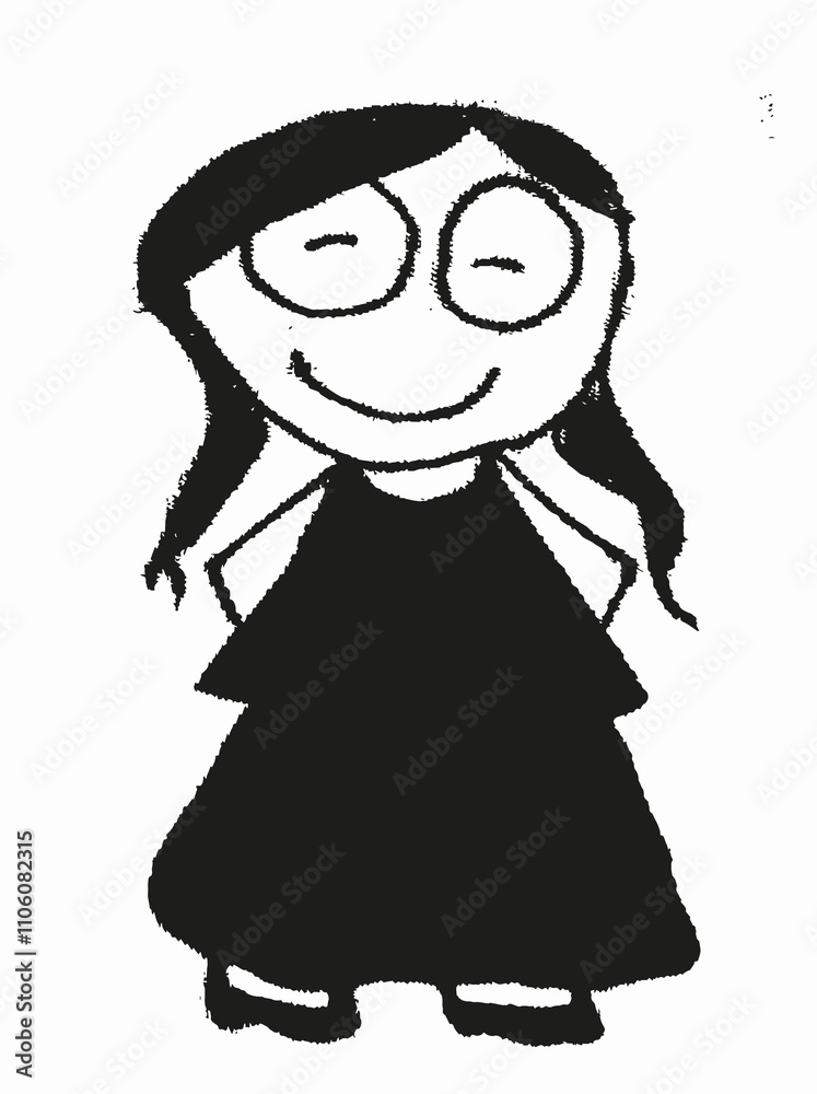 Fototapeta premium Collection cute happy cartoon girls