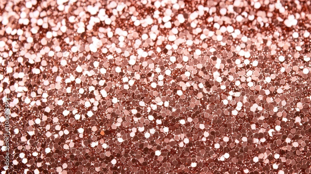 A shimmering rose gold glitter background, featuring numerous sparkling particles that create a vibrant and luxurious appearance.