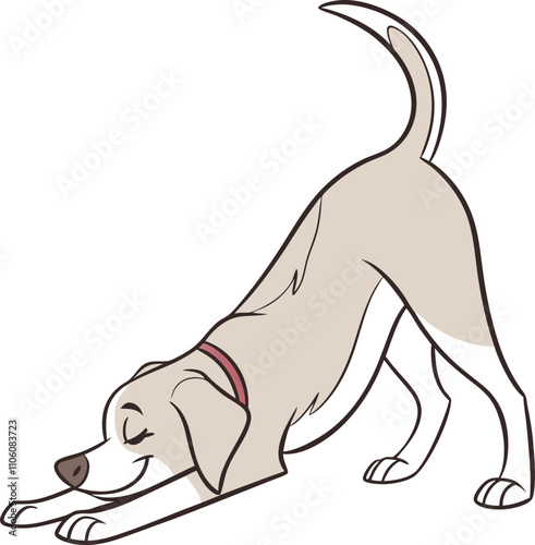 Stretching Beagle: Adorable Beagle Puppy Doing Yoga Pose Illustration 