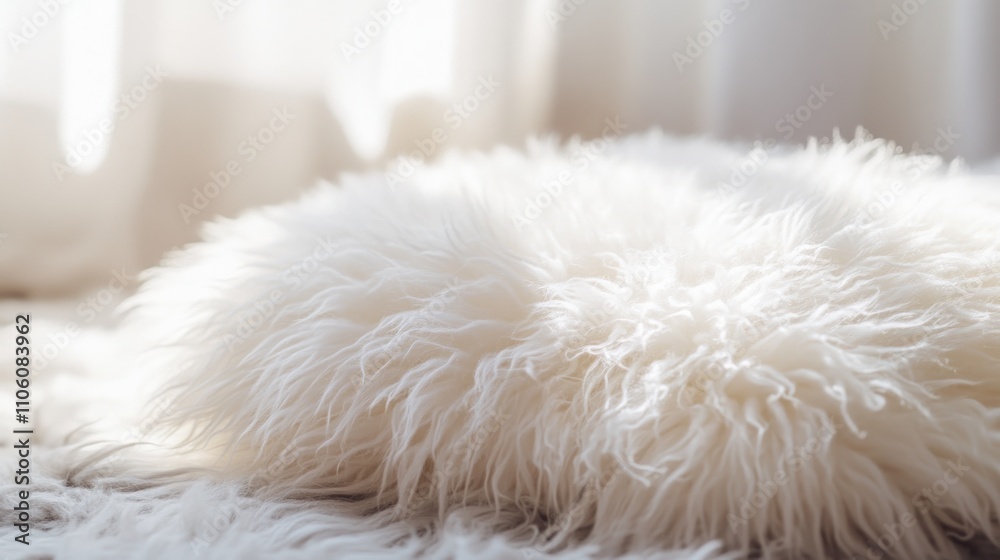 Fluffy White Fur Pillow Soft Texture Background Fluffy White Fur Pillow Soft Texture Background
