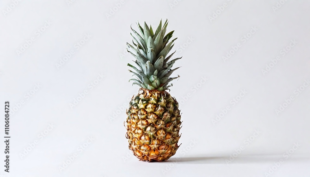 Minimalist composition: a lonely pineapple on a white background. Minimalist composition: a lonely pineapple on a white background.