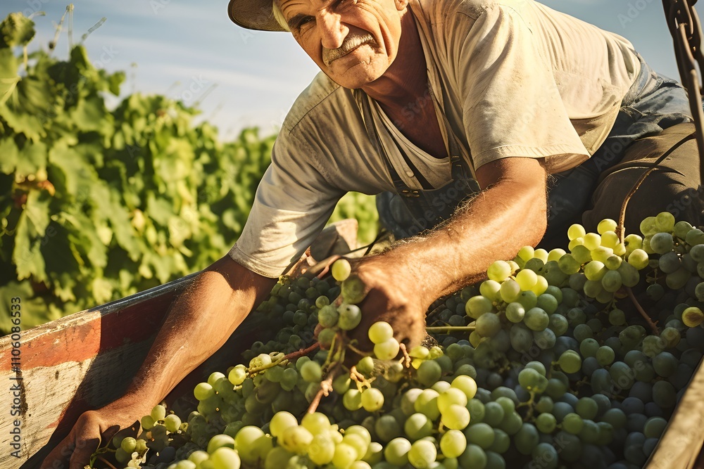 Obraz premium person picking grapes