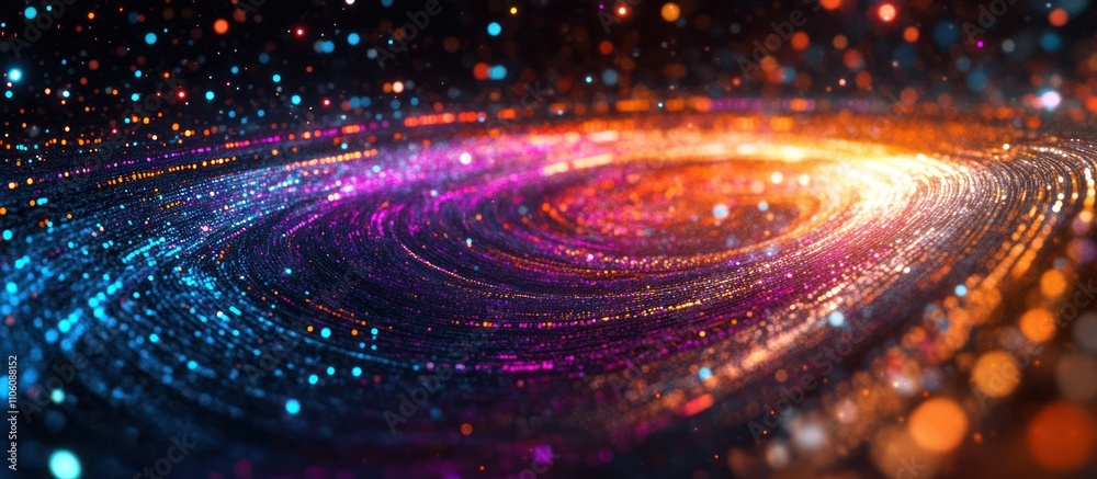 Abstract swirling galaxy of colorful lights with bokeh effect. Abstract swirling galaxy of colorful lights with bokeh effect.