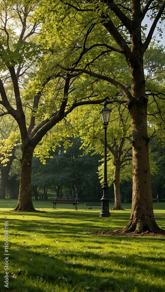 Fresh green park background with spring vibes. Fresh green park background with spring vibes.