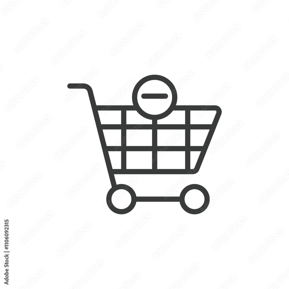 Remove from cart, icon in line design. Remove, cart, delete, shopping, remove-item, ecommerce, checkout on white background vector. Remove from cart editable stroke icon Remove from cart, icon in line design. Remove, cart, delete, shopping, remove-item, ecommerce, checkout on white background vector. Remove from cart editable stroke icon