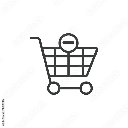 Remove from cart, icon in line design. Remove, cart, delete, shopping, remove-item, ecommerce, checkout on white background vector. Remove from cart editable stroke icon