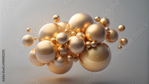 Wallpaper Mural 3D composition of golden spheres clustered together for elegant decor and modern design Torontodigital.ca