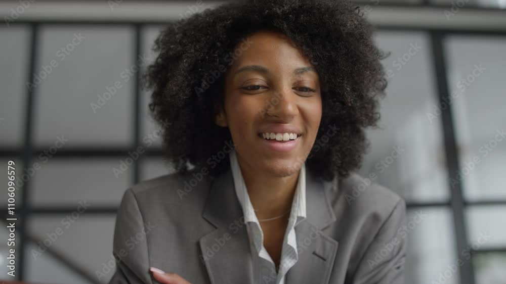 Smiling Businesswoman Reading Good News on Laptop Smiling Businesswoman Reading Good News on Laptop