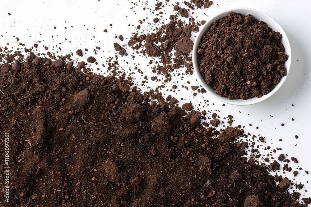 Isolated Soil Sample with Texture on White Background and Earth Layers Isolated Soil Sample with Texture on White Background and Earth Layers