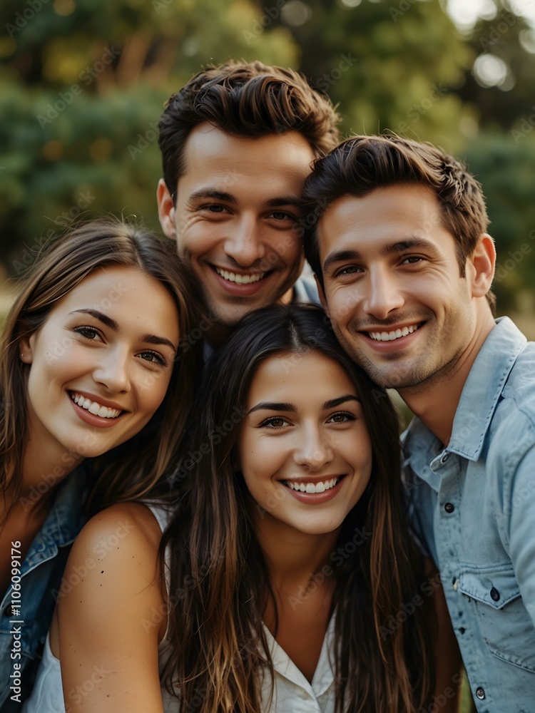 Friends taking a smiling selfie. Friends taking a smiling selfie.