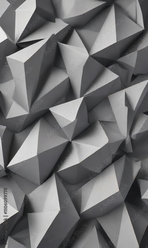 Fototapeta premium Gray paper with a complex arrangement of geometric shapes and lines, shape arrangements, artistic composition, abstract designs