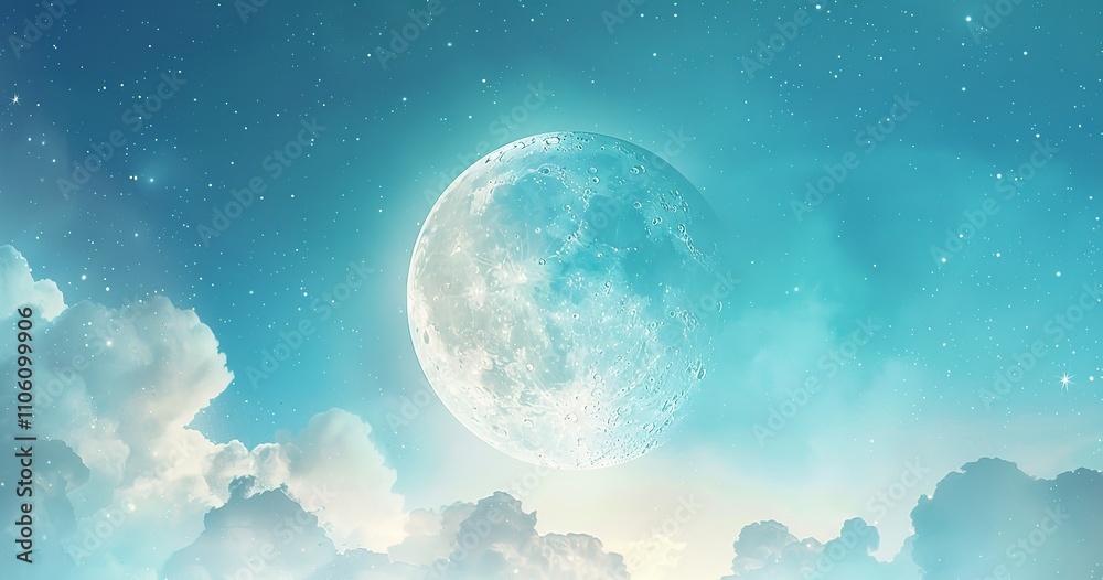 full moon in close-up against a backdrop of blue skies throughout the day, Generative AI. full moon in close-up against a backdrop of blue skies throughout the day, Generative AI.