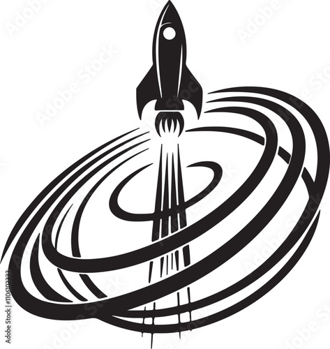 Space rocket ship silhouette vector illustration isolated on a white background