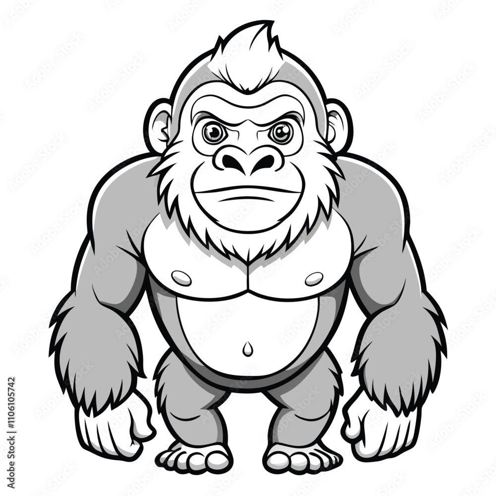 Fototapeta premium gorilla outline, coloring page, silhouette vector 