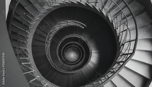 Spiral staircase in high-grade gray, an exemplar of architectural art