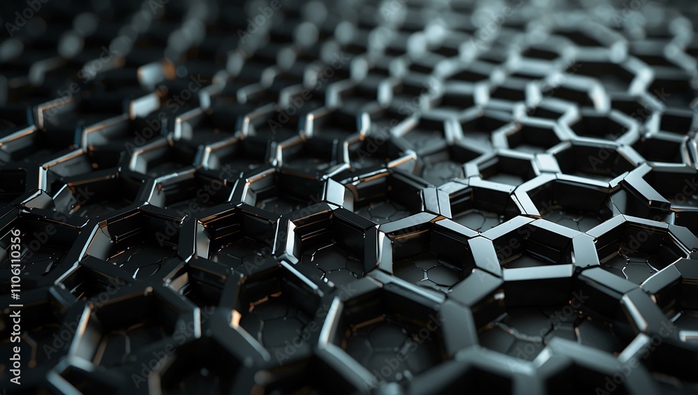 Obraz premium Futuristic honeycomb black pattern.