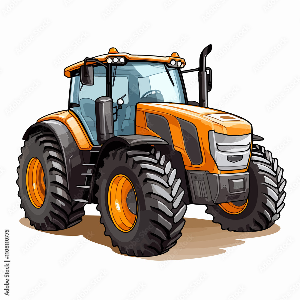 Obraz premium Colorful Cartoon Tractor Vector Illustration