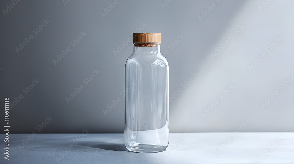 Elegant Glass Bottle, Bamboo Top Elegant Glass Bottle, Bamboo Top