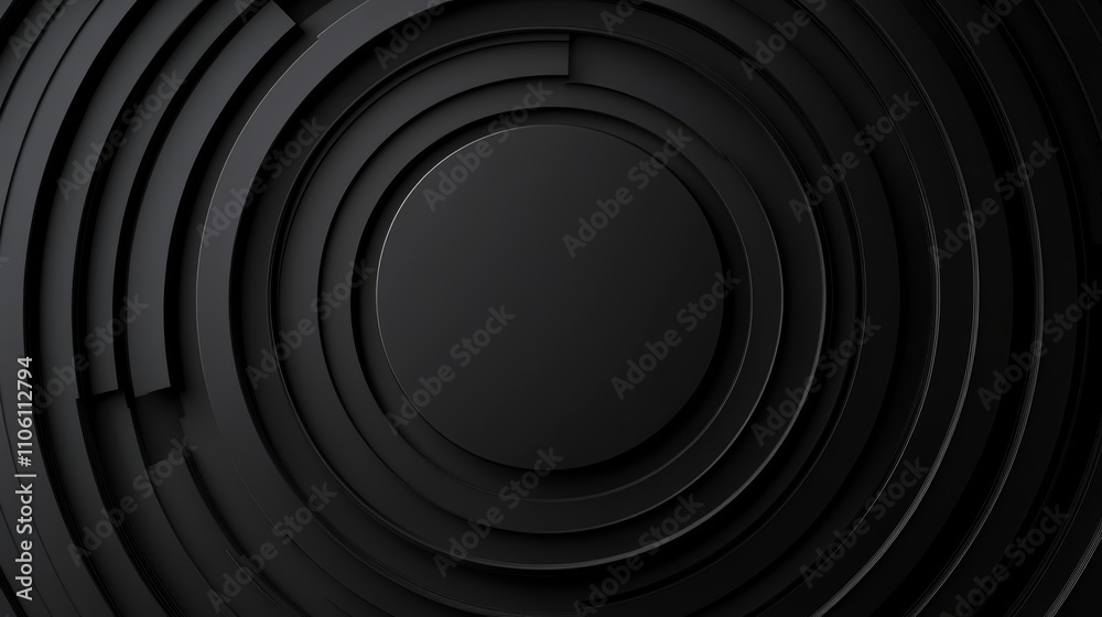 Black abstract background with circles and lines, modern art, graphic design, minimalist composition, dark decor Black abstract background with circles and lines, modern art, graphic design, minimalist composition, dark decor