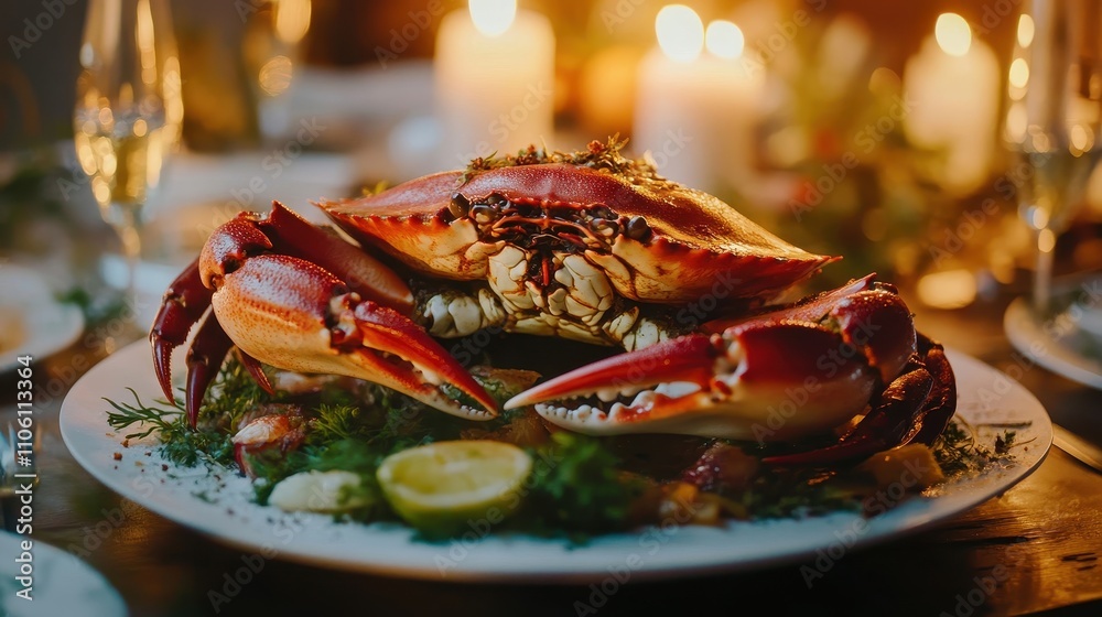 Whole Roasted Crab with Aromatic Spices and Garnish Whole Roasted Crab with Aromatic Spices and Garnish