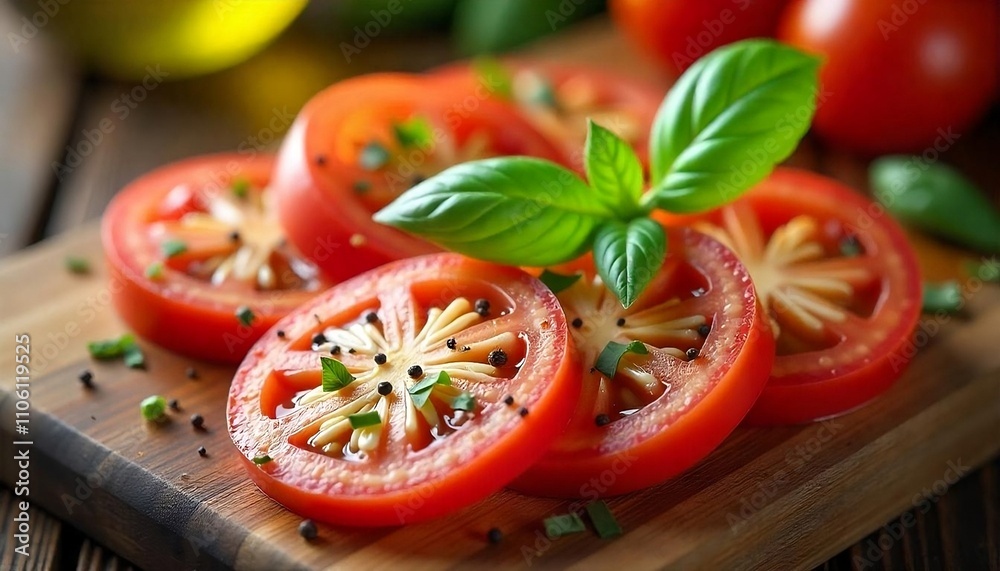 A fresh Caprese salad with sliced tomatoes, mozzarella cheese, and basil leaves, drizzled with olive oil and seasoned with black pepper on a white plate, Italian food, created with generative ai A fresh Caprese salad with sliced tomatoes, mozzarella cheese, and basil leaves, drizzled with olive oil and seasoned with black pepper on a white plate, Italian food, created with generative ai
