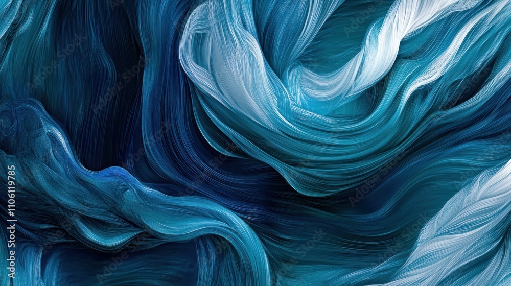 Obraz premium Abstract swirling patterns in shades of blue and white, evoking fluidity and movement.
