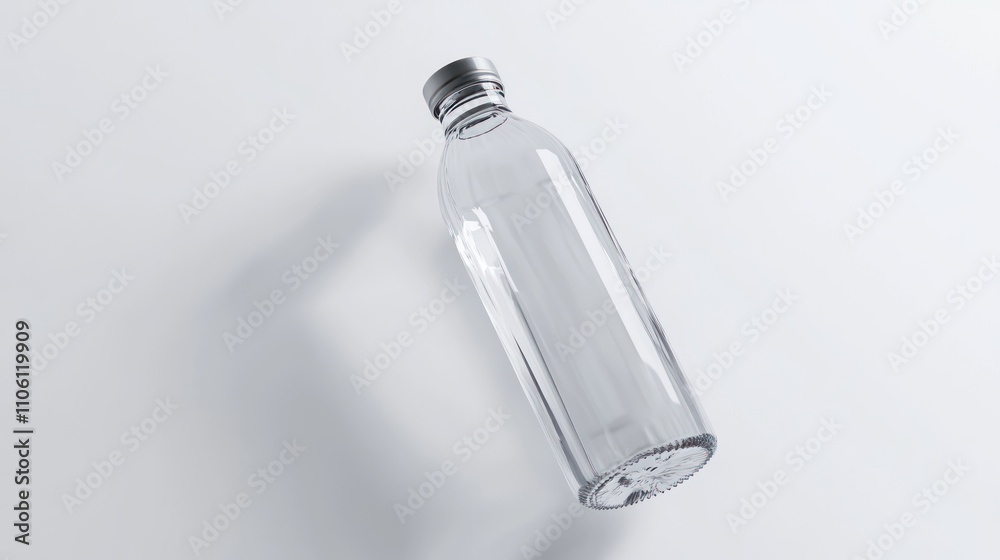 Empty Glass Bottle with Silver Cap on White Background Empty Glass Bottle with Silver Cap on White Background