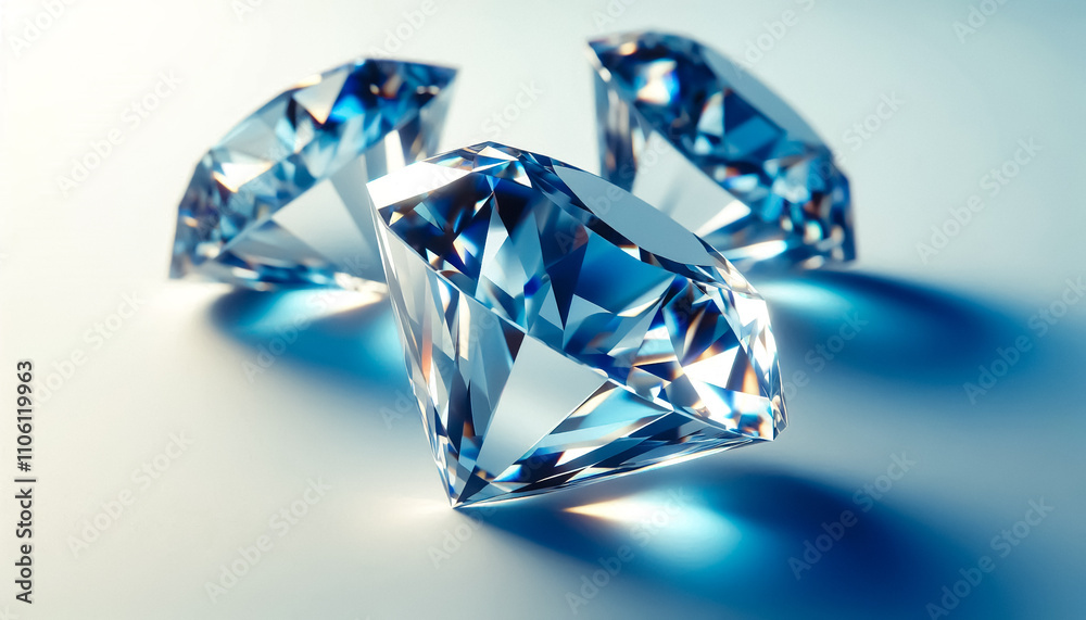 Fototapeta premium diamonds on plain light background with space for text