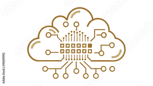 Digital Cloud and Data Storage Symbols