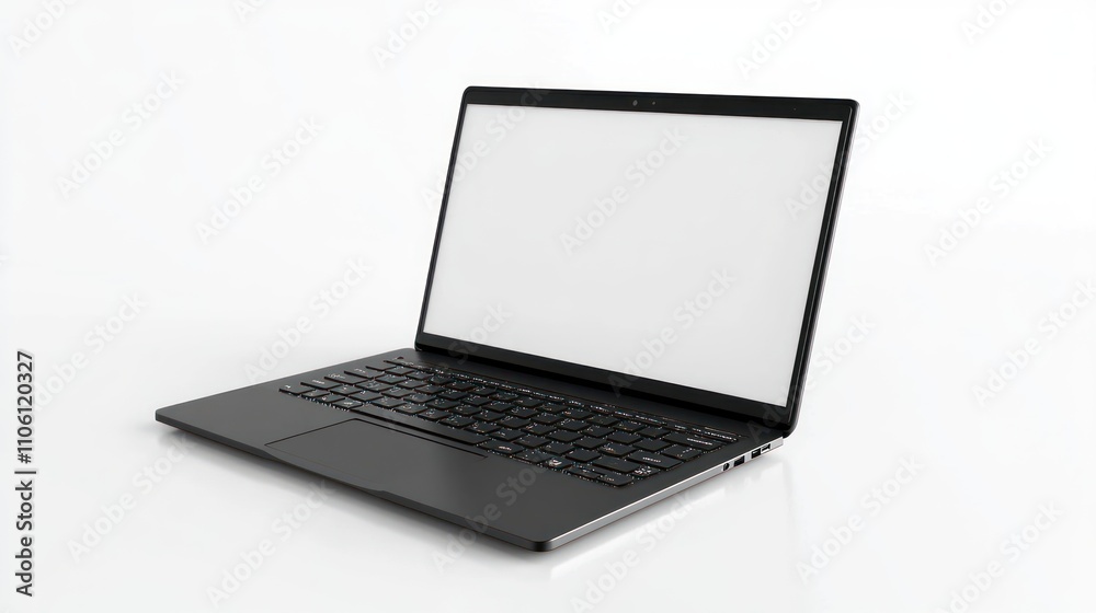 Modern Black Laptop Computer With Blank Screen Modern Black Laptop Computer With Blank Screen