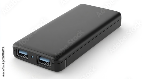 Black Portable Dual USB Power Bank Charger photo